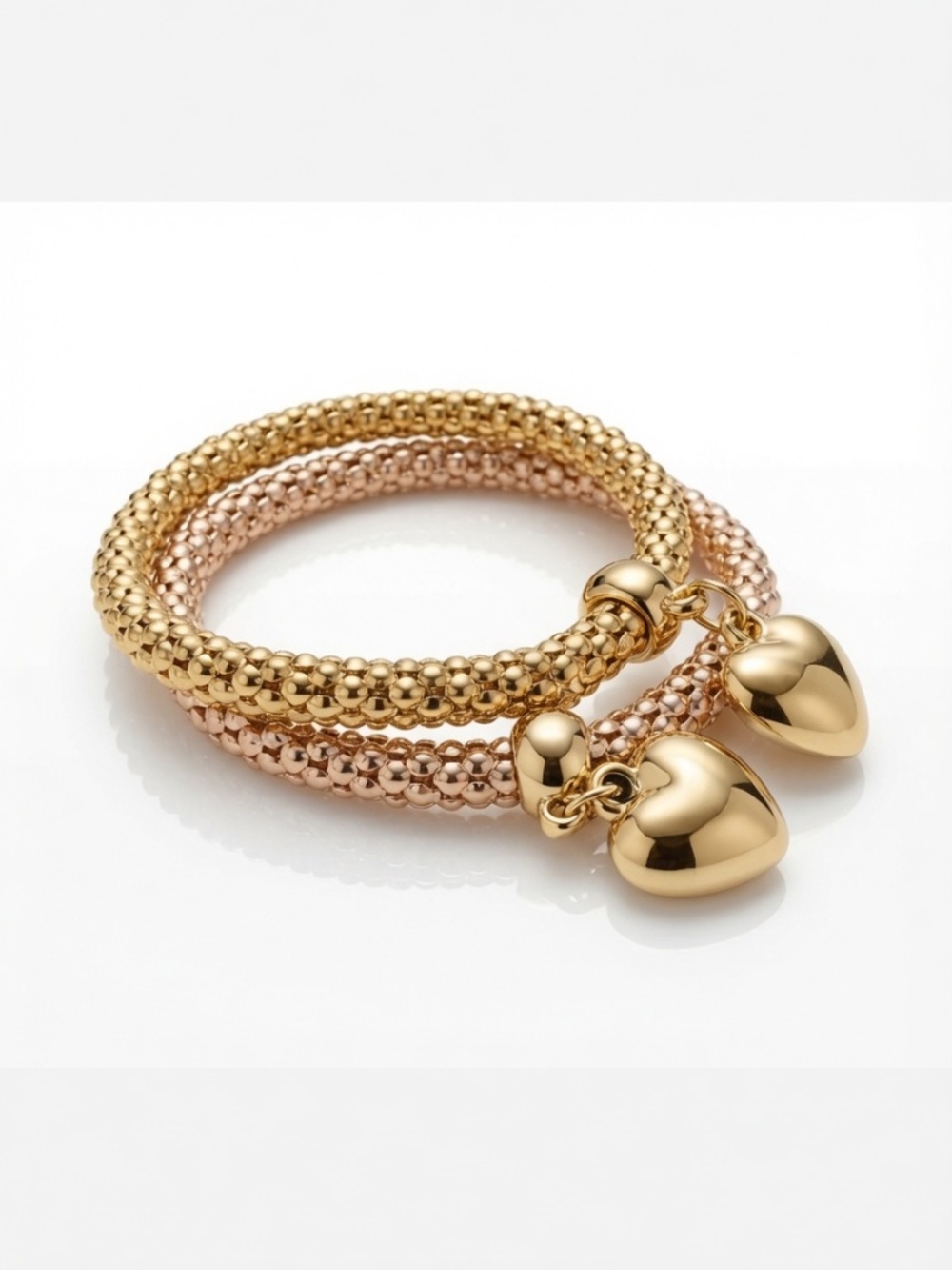 Gold & Rose Gold-Tone Heart Charm Bracelet Set